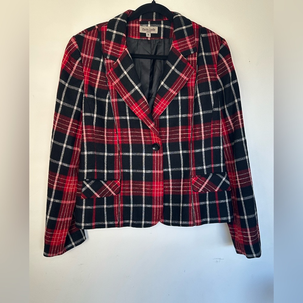 Pierre Cardin Plaid Blazer in Red and Black